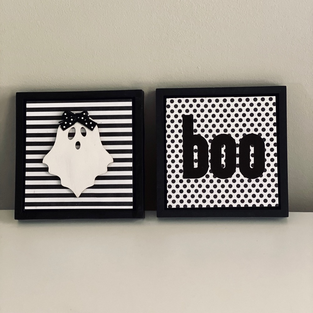 Fall farmhouse decor neutral Halloween signs